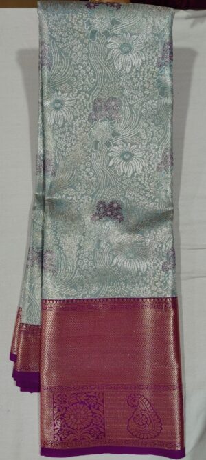 EE2009 Ananda blue kanchi  pattu saree online at Hyderabad Bangalore in contrast magenta border