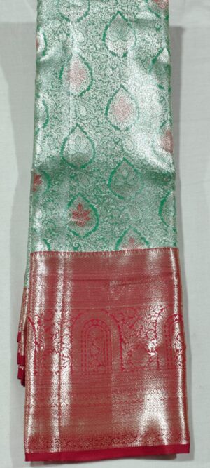 DD2003 Rexona green kanchi pattu saree online at Hyderabad Bangalore contrast maroon border