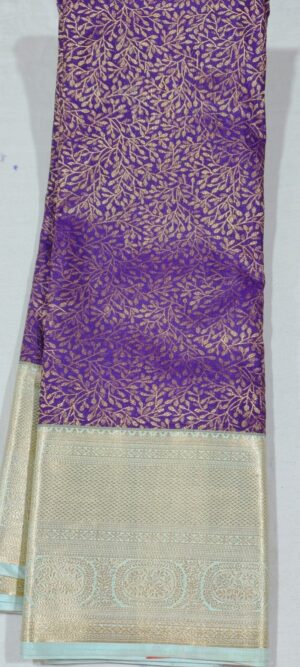 GG1017 Purple kanchi pattu saree online at Hyderabad Bangalore contrast sea Pista green border