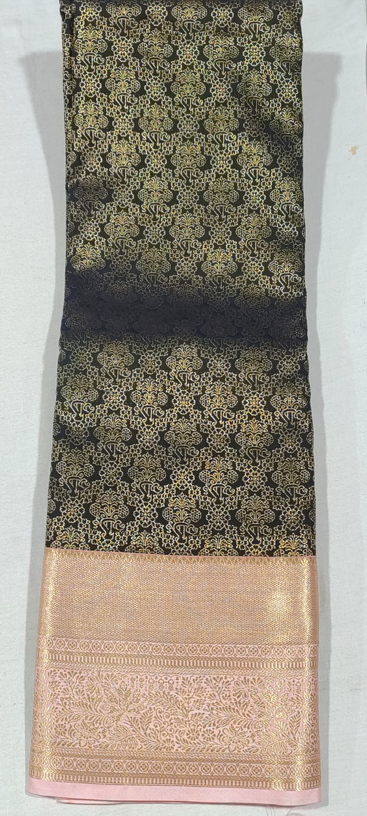 GG1014 Black kanchi pattu saree online at Hyderabad Bangalore contrast Peach border