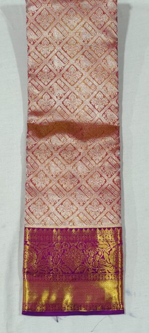LL2008 Onion pink Kanchipuram Wedding silk saree online at Hyderabad Bangalore contrast purple border