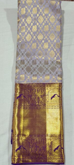 LL2005 kanchipuram wedding silk saree online at Hyderabad Bangalore contrast Violet border
