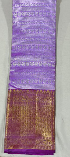LL1013 Lavender kanchipuram wedding silk saree online at Hyderabad Bangalore contrast purple border