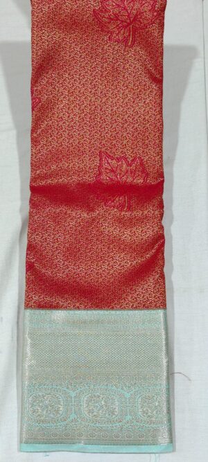 HH1014 Red kanchi pattu saree online at Hyderabad Bangalore contrast sea green border