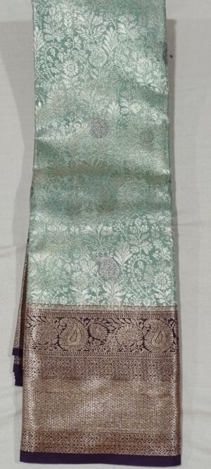 HH1015 Rexona green kanchi pattu saree online at Hyderabad Bangalore contrast grape wine border