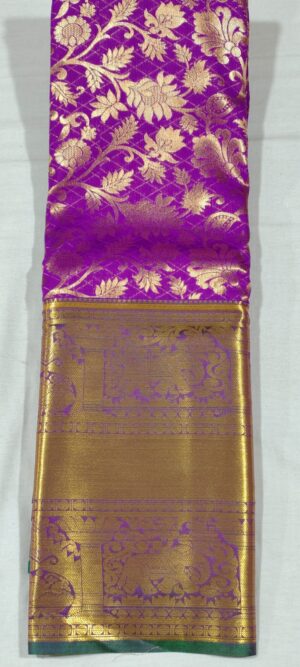 DD2007 Purple kanchi pattu saree online at Hyderabad Bangalore contrast green border
