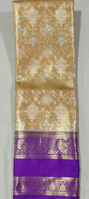 JJ1022 Peach kanchi pattu saree online at Hyderabad Bangalore contrast purple border