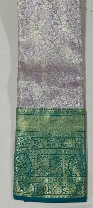 JJ1021 Lavender kanchi Pattu Saree online at Hyderabad Bangalore contrast Rama green border