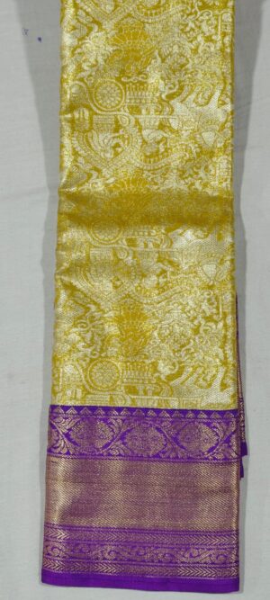 JJ1025 Gold kanchi pattu saree online at Hyderabad Bangalore contrast purple border