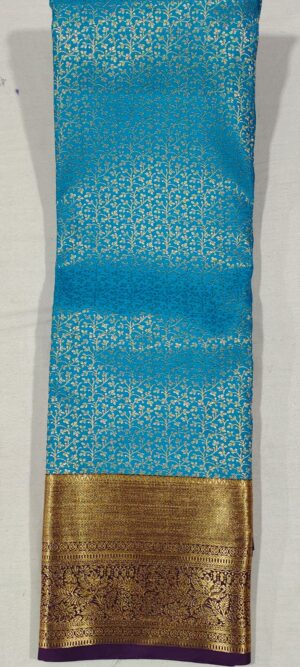 HH1020 Rama Blue kanchi pattu saree online at Hyderabad Bangalore contrast grape wine border