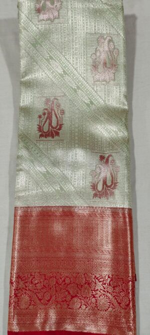 HH1022 Pista green kanchi pattu saree online at Hyderabad Bangalore contrast maroon border