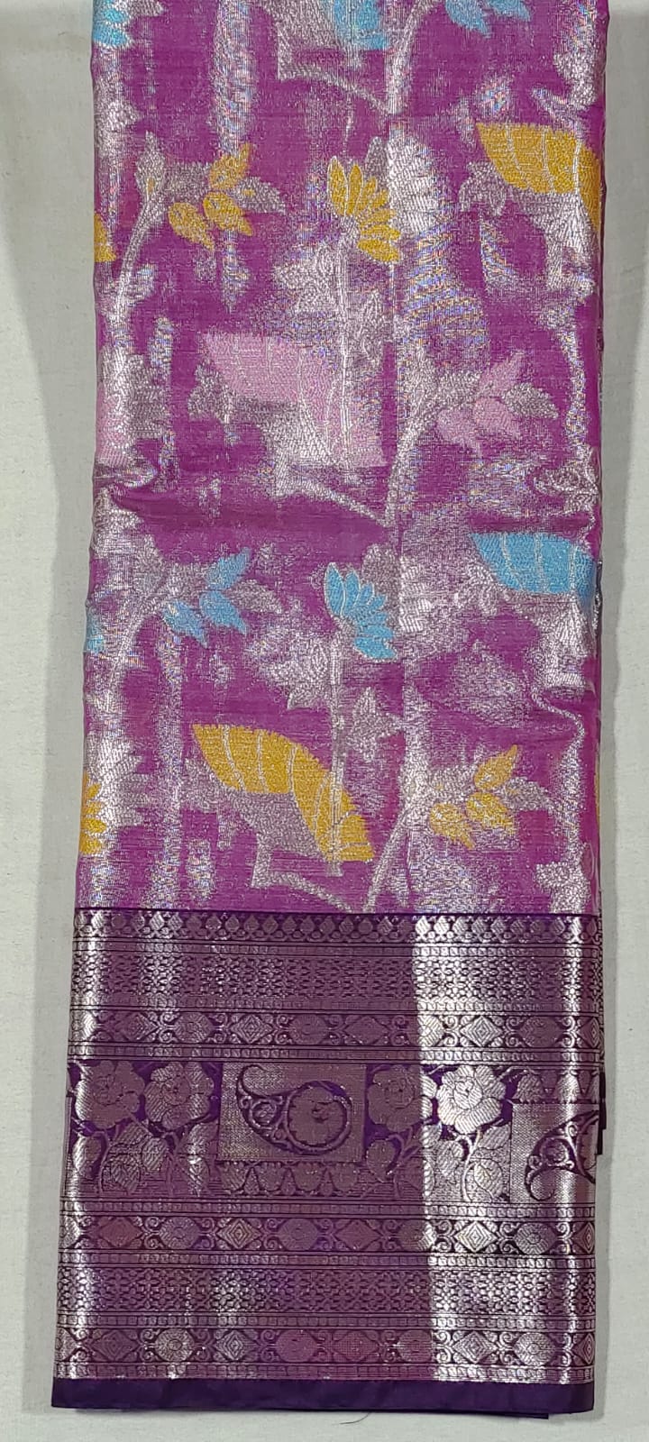 PP3019 Lavender banarasi silk saree online at Hyderabad Bangalore contrast purple border