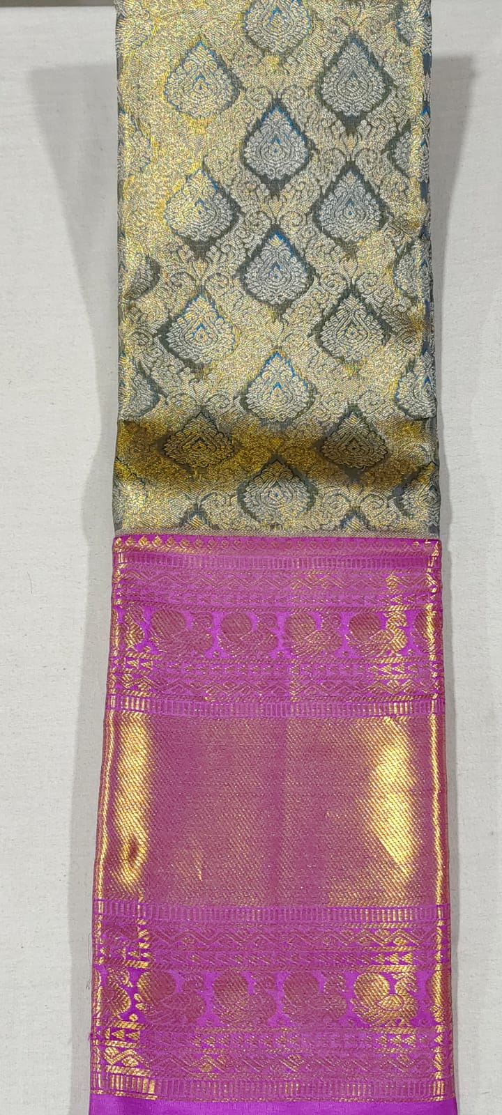 NN1007 Rama Blue kanchipuram wedding silk saree online at Hyderabad Bangalore contrast Lavender