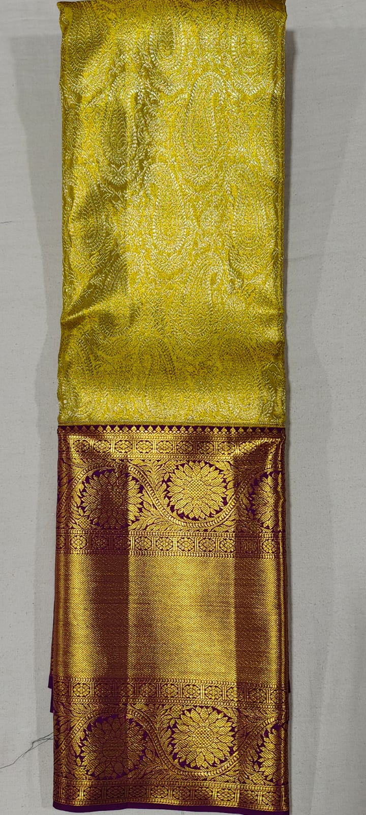 LL3004 Gold kanchipuram wedding silk saree online at Hyderabad Bangalore contrast purple border