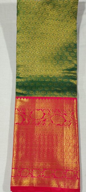 NN2009 Green kanchipuram wedding silk saree online at Hyderabad Bangalore contrast Red border