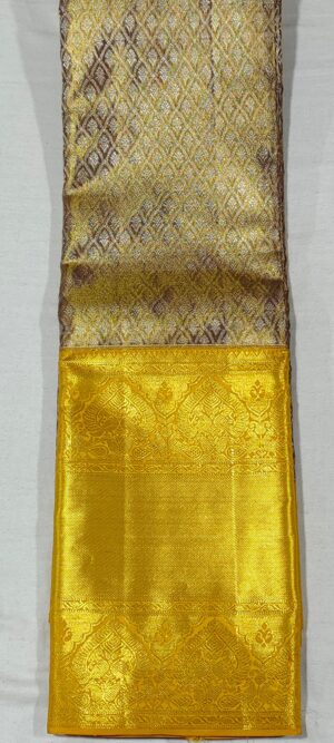 NN1011 Lavender kanchipuram wedding silk saree online at Hyderabad Bangalore contrast mustard border