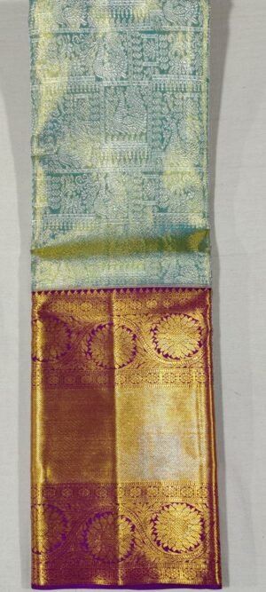 NN1013 Rexona green kanchipuram wedding silk saree online at Hyderabad Bangalore contrast purple border