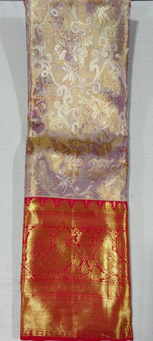 NN1020 Lavender kanchipuram wedding silk saree online at Hyderabad Bangalore contrast red border